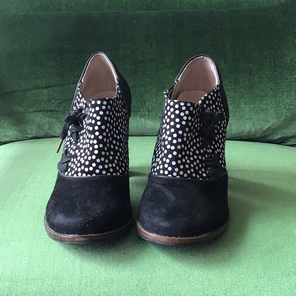 FarylRobin Black and White Polka Dot Sued Ankle Boot - Picture 2 of 8